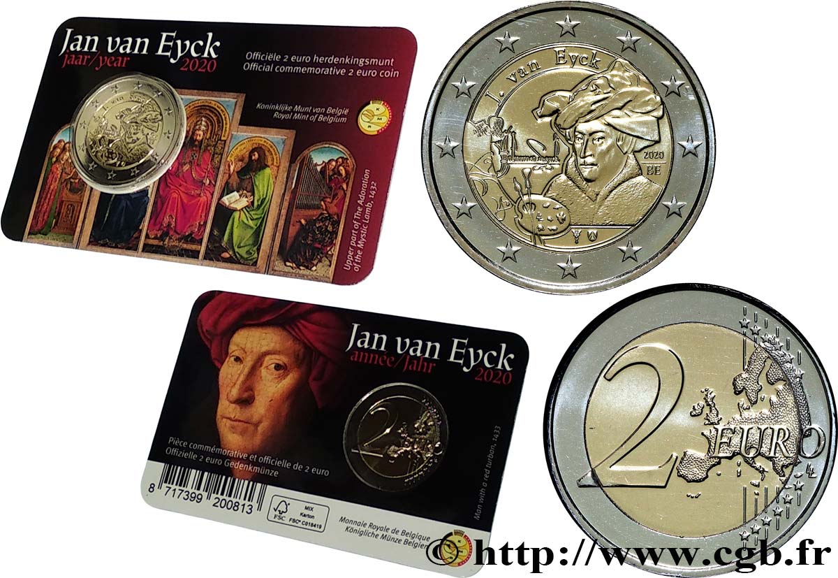 BELGIQUE Coin-card 2 Euro JAN VAN EYCK - Version flamande 2020 FDC