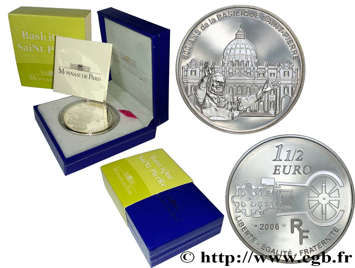 FRANCE Belle Épreuve 1 Euro 1/2 BASILIQUE SAINT-PIERRE 2006 BE