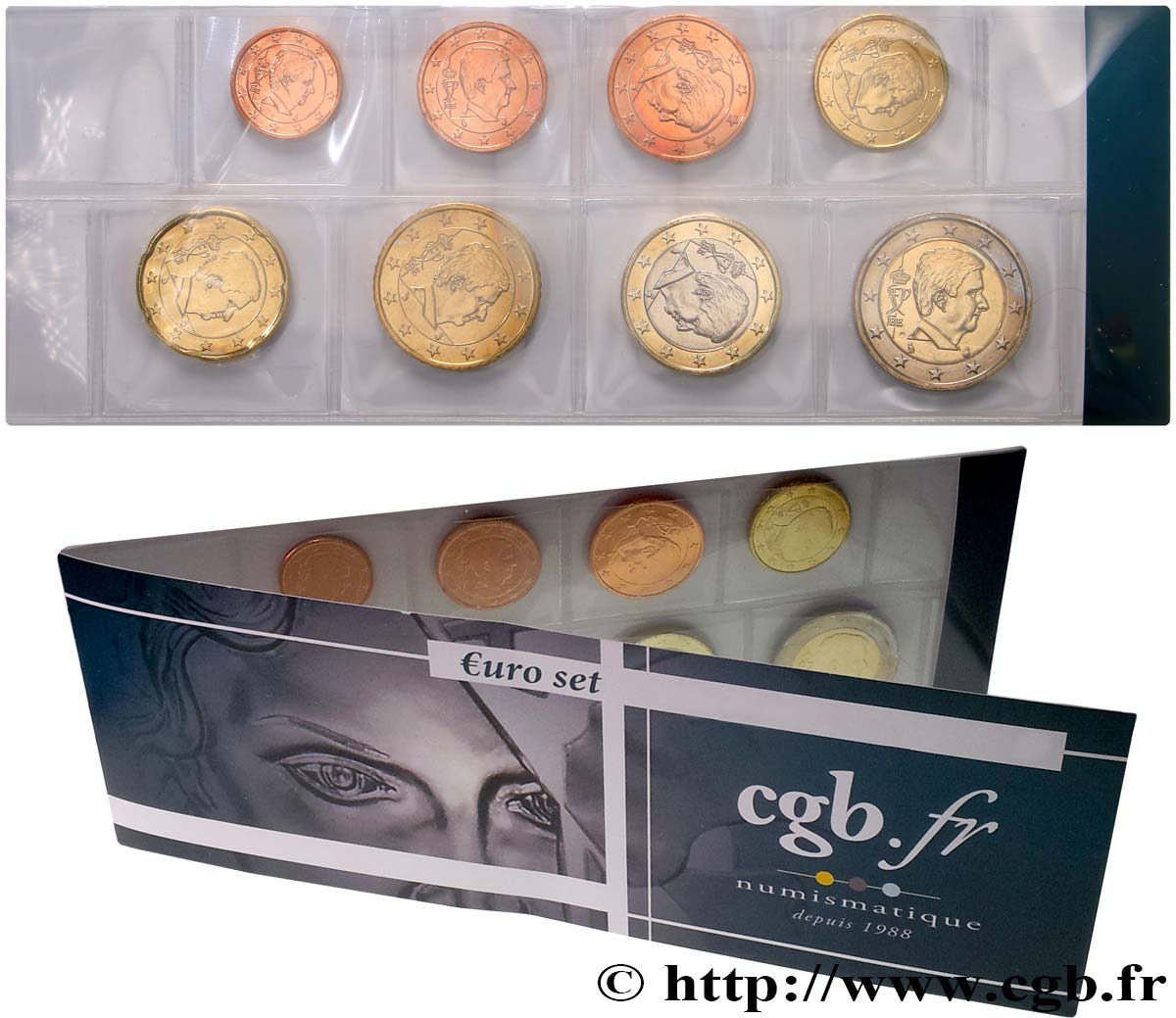 BELGIEN LOT DE 8 PIÈCES EURO (1 Cent - 2 Euro Philippe de Belgique) 2014