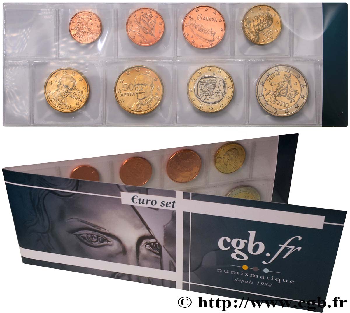 GRECIA LOT DE 8 PIÈCES EURO (1 Cent - 2 Euro Europe) 2010 SC