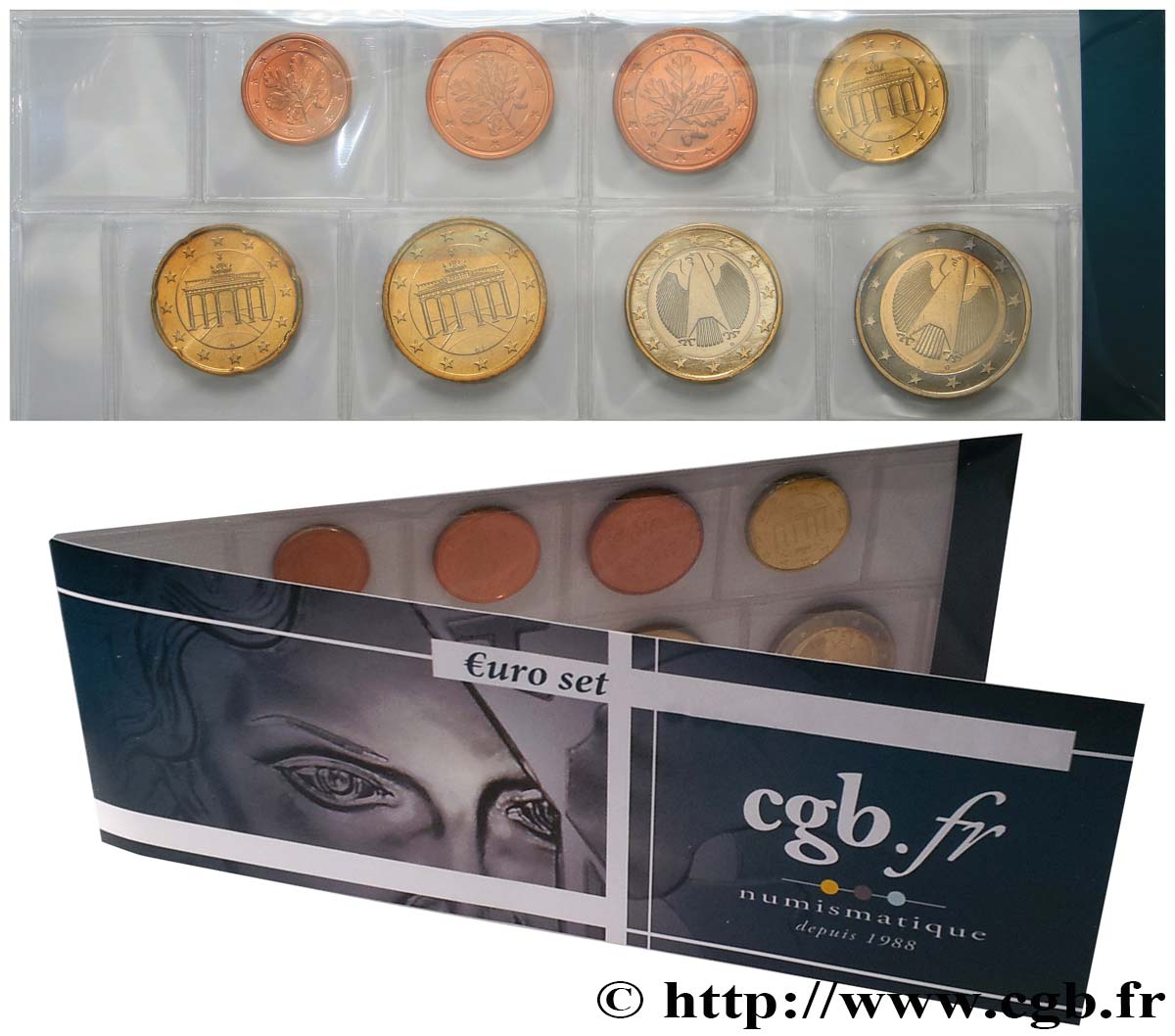 DEUTSCHLAND LOT DE 8 PIÈCES EURO (1 Cent - 2 Euro Aigle héraldique) 2003