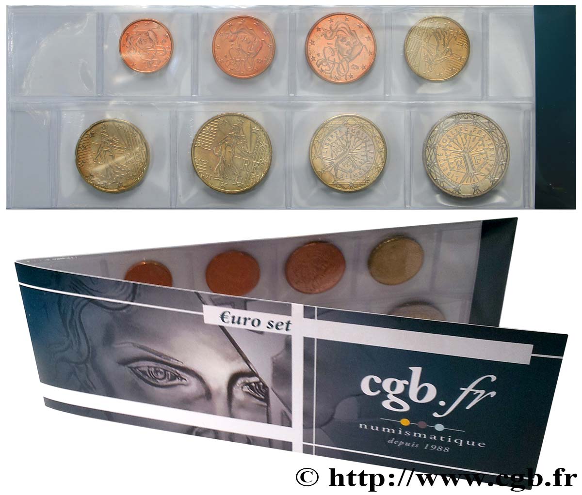 FRANCE LOT DE 8 PIÈCES EURO (1 Cent - 2 Euro ARBRE) 2014 SPL