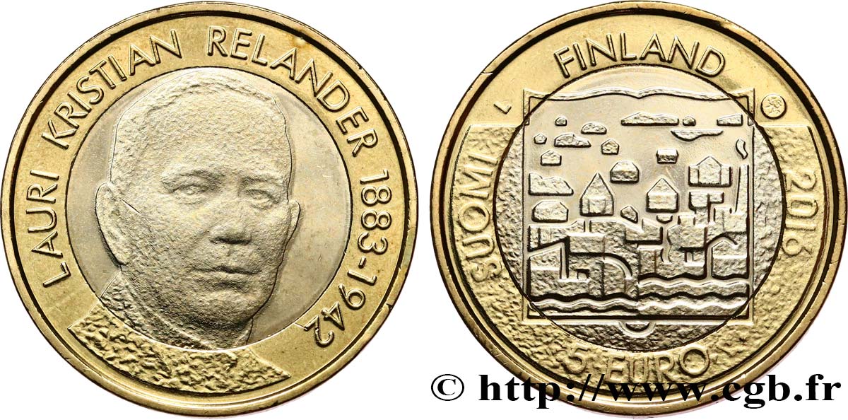 FINLANDE 5 Euro LAURI KRISTIAN RELANDER (1883-1942) 2016 SPL