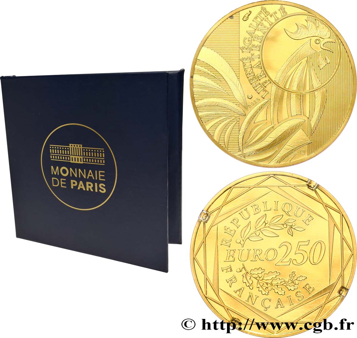 FRANCE 250 Euro LE COQ (or) 2015 BU