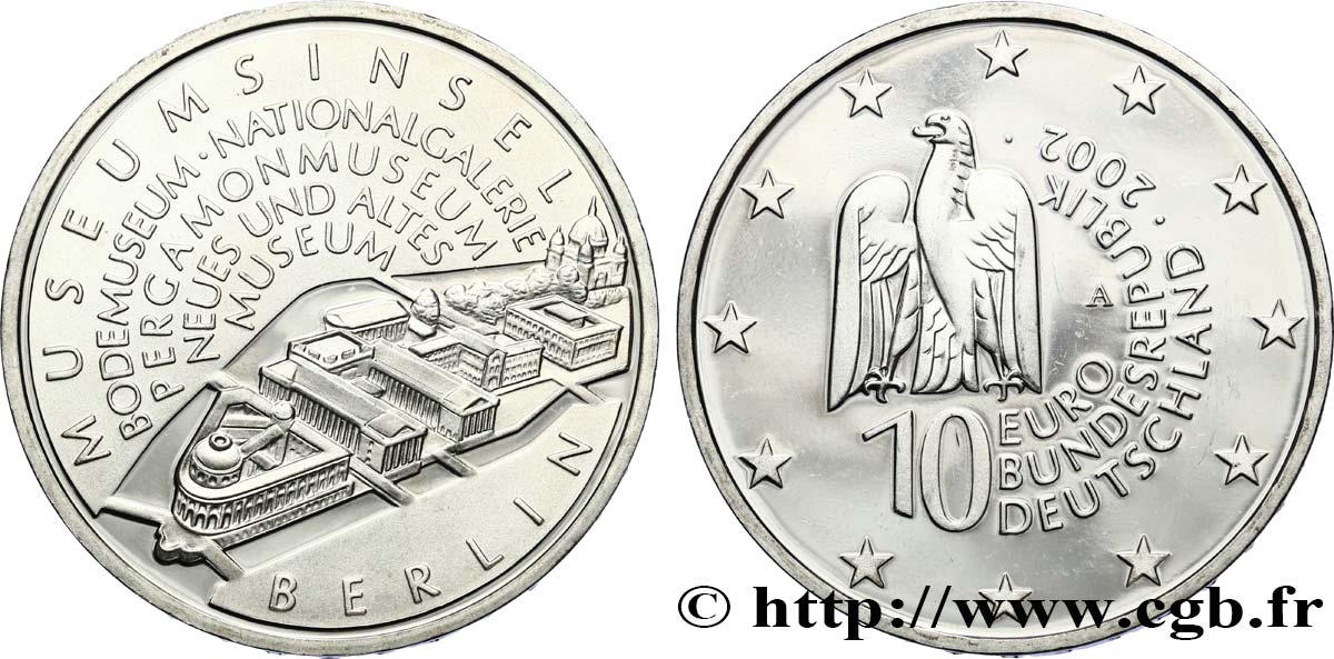 GERMANY Belle épreuve 10 Euro L ÎLE AUX MUSÉES 2002 Proof set