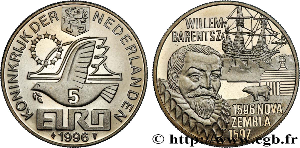 PAYS-BAS 5 Euro - Willem Barentsz 1996 SPL