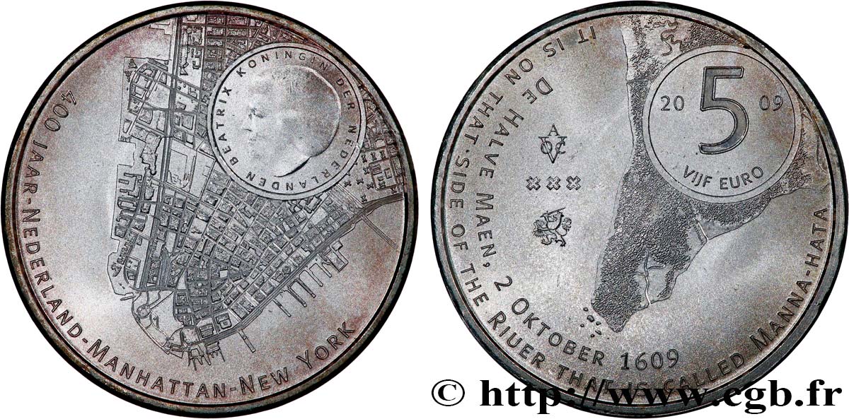 PAYS-BAS 5 Euro MANHATTAN 2009 SPL