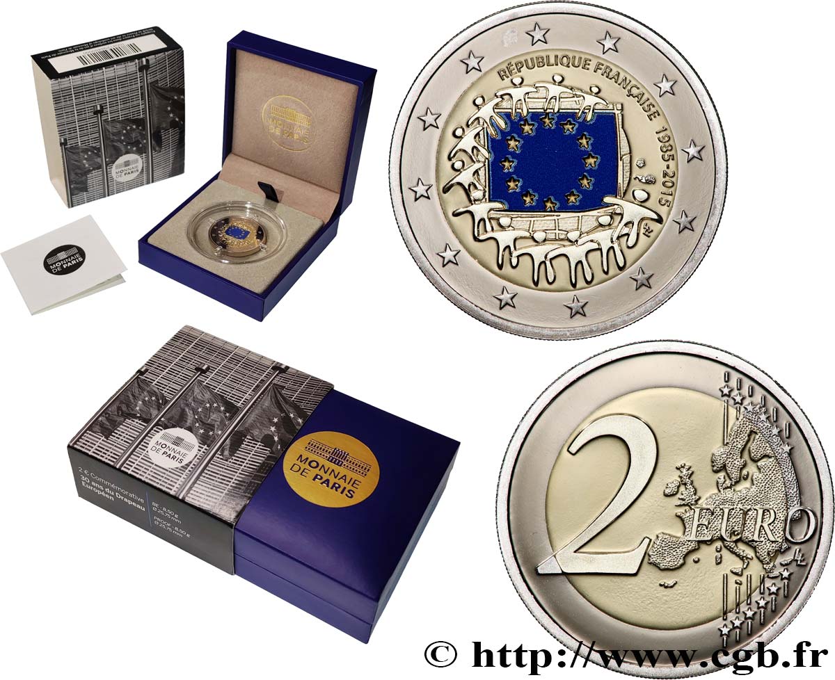 FRANCE Belle Épreuve 2 Euro 30e ANNIVERSAIRE DU DRAPEAU EUROPÉEN 2015 BE