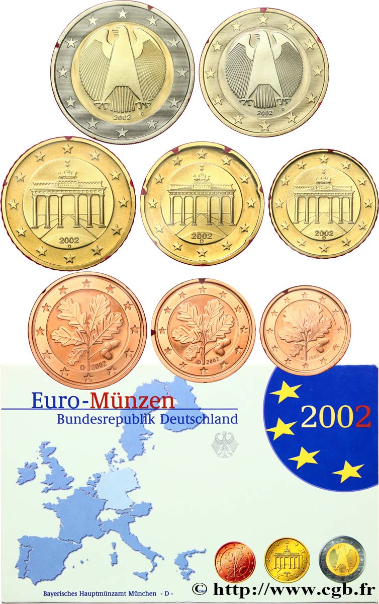 DEUTSCHLAND COFFRET Euro BELLE ÉPREUVE - Munich (D) 2002