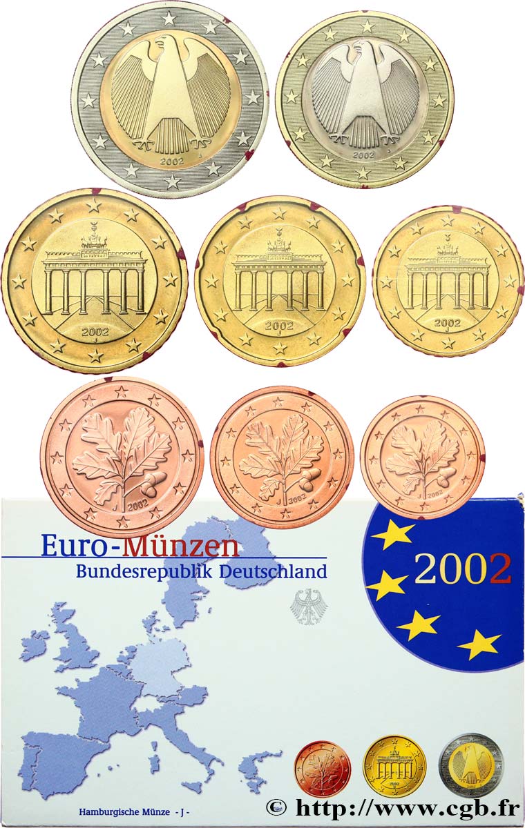 ALLEMAGNE COFFRET Euro BELLE ÉPREUVE - Hambourg (J) 2002 BE