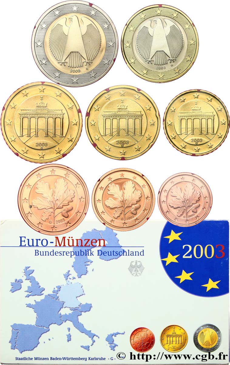 GERMANIA COFFRET Euro BELLE ÉPREUVE - Karlsruhe (G) 2003 BE