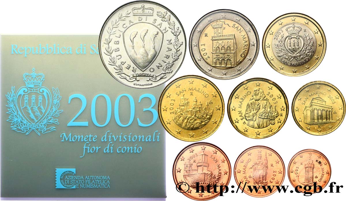 RÉPUBLIQUE DE SAINT- MARIN SÉRIE Euro BRILLANT UNIVERSEL  2003 BU