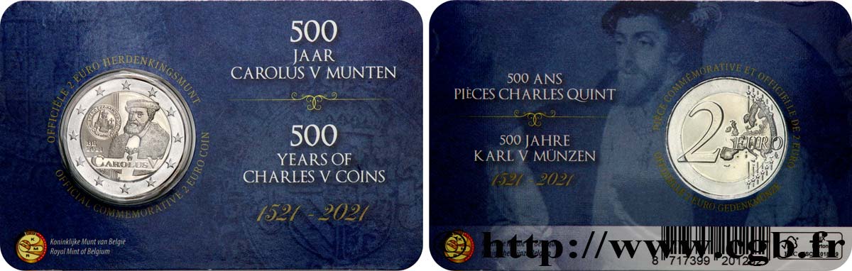 BELGIQUE Coin-card 2 Euro CHARLES QUINT - Version flamande 2021 FDC