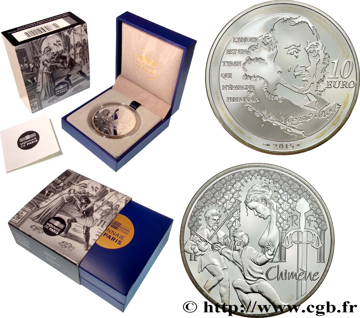 FRANCE Belle Épreuve 10 Euro CHIMENE 2015 Proof set