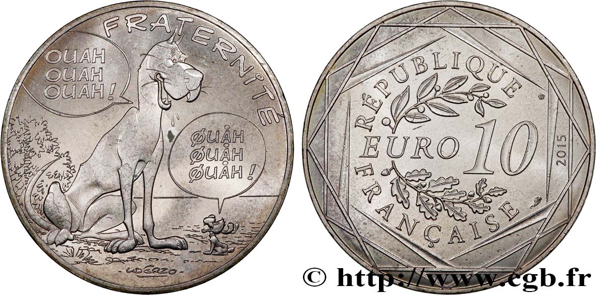 FRANCE 10 EURO ASTÉRIX ET LES VALEURS DE LA RÉPUBLIQUE - Fraternité DANOIS 2015 FDC