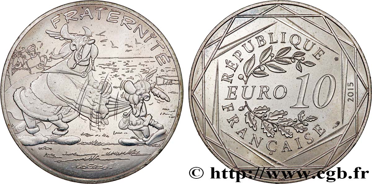 FRANCE 10 EURO ASTÉRIX ET LES VALEURS DE LA RÉPUBLIQUE - Fraternité NORMANDS 2015 FDC