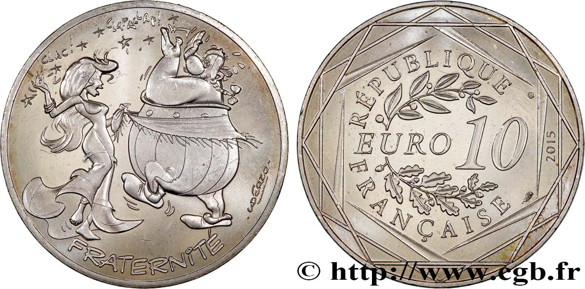 FRANCE 10 EURO ASTÉRIX ET LES VALEURS DE LA RÉPUBLIQUE - Fraternité ESPAGNOLS 2015 MS