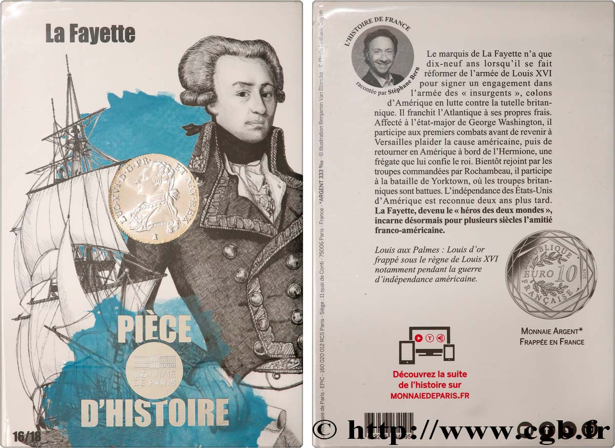 FRANCIA 10 EURO LA FAYETTE 2019 FDC