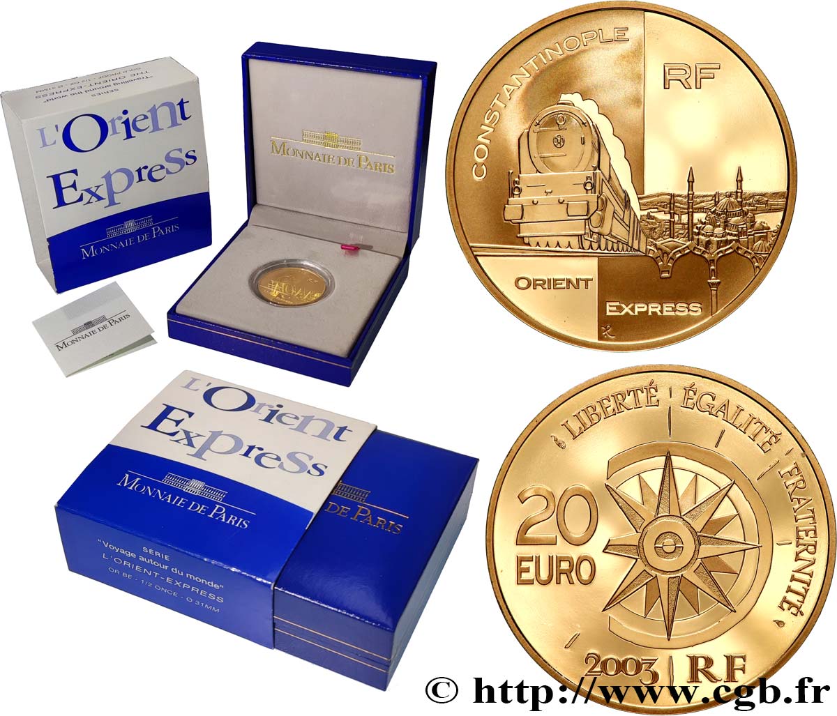 FRANCE Belle Épreuve or 20 Euro L’ORIENT EXPRESS 2003 BE