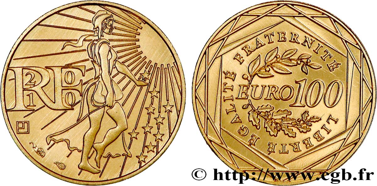 OR, PALLADIUM ET PLATINE INVESTISSEMENT 100 Euro LA SEMEUSE (or) 2010 BU