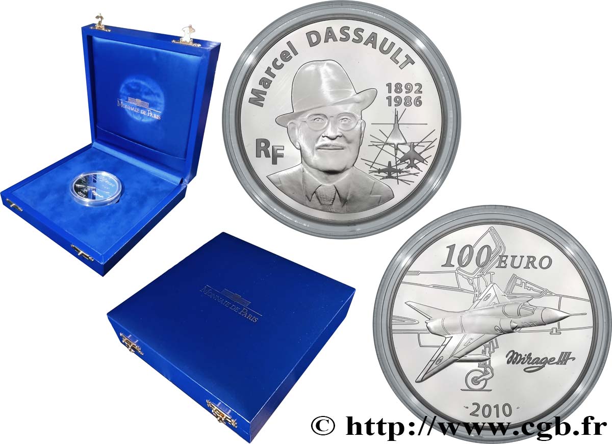 FRANCE 100 euro France 2010 argent BE – Marcel Dassault 2010 Proof set