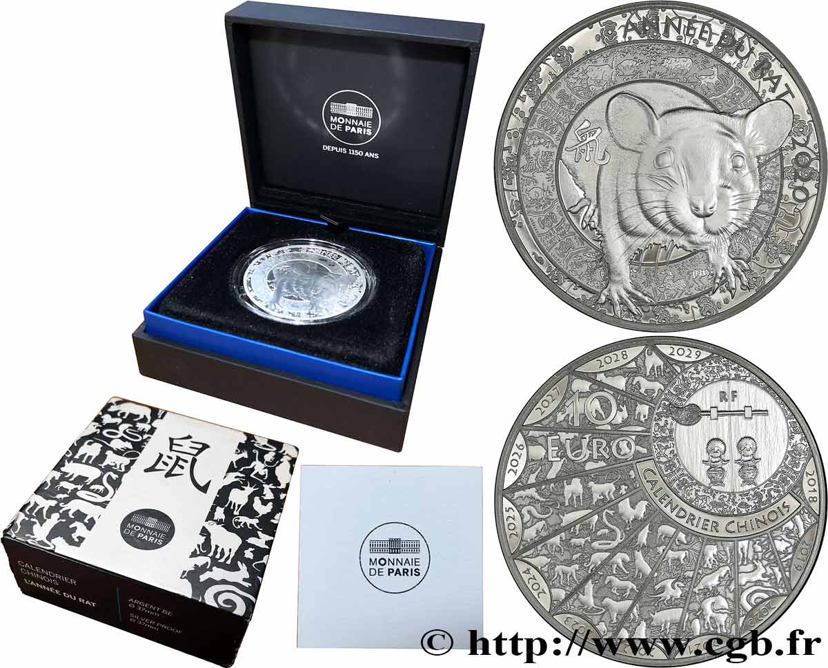 FRANCE BELLE EPREUVE 10 Euro ANNÉE DU RAT 2020 Proof set