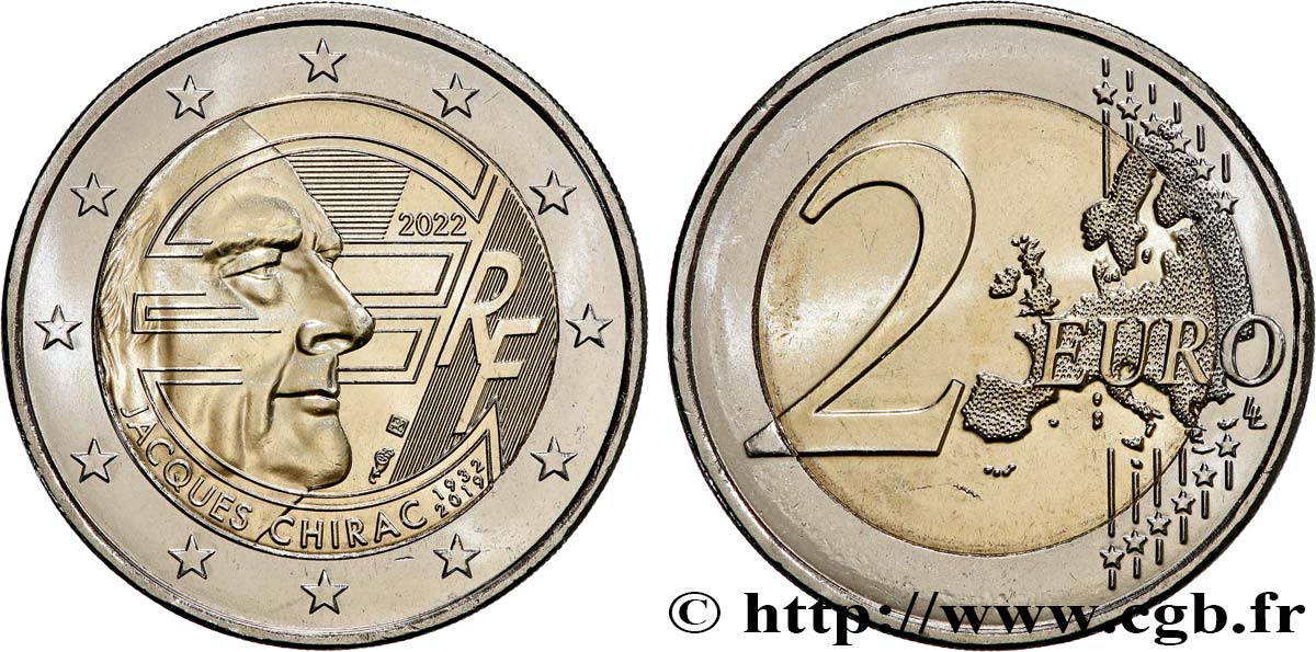 piece de 2 euro jacques chirac 2022 prix