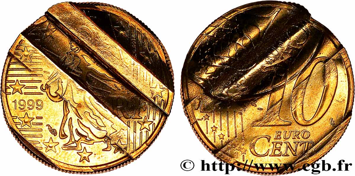 FRANKREICH 10 Cent Nouvelle Semeuse, premier type (stries fines), difformée 1999