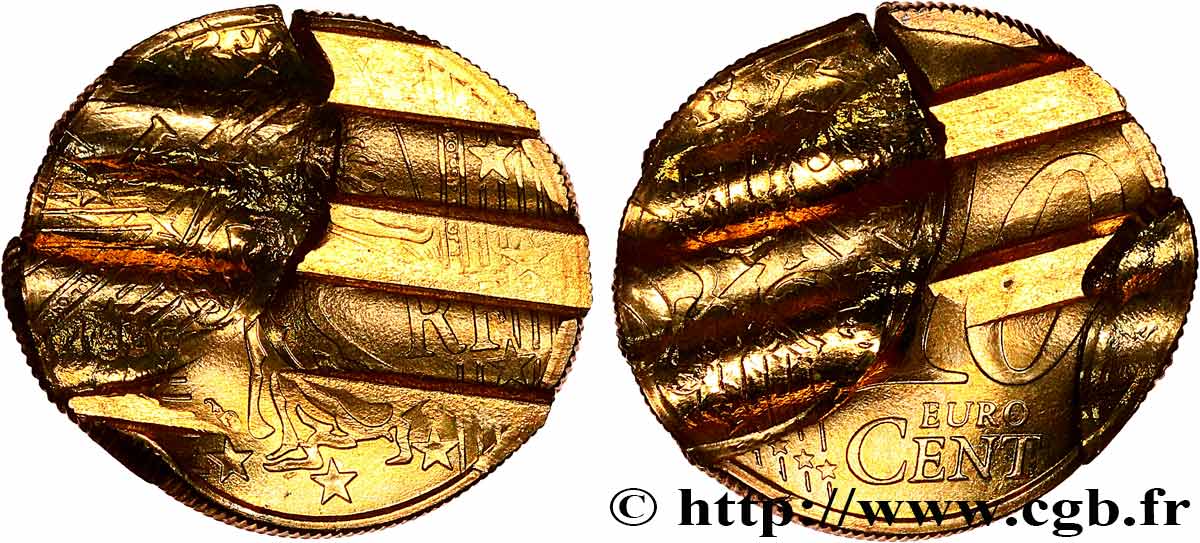 FRANCE 10 Cent Nouvelle Semeuse, premier type (stries fines), difformée 1999 SPL