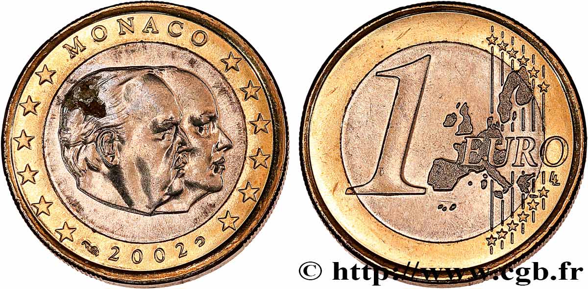 MONACO 1 Euro LES PRINCES GRIMALDI 2002 AU