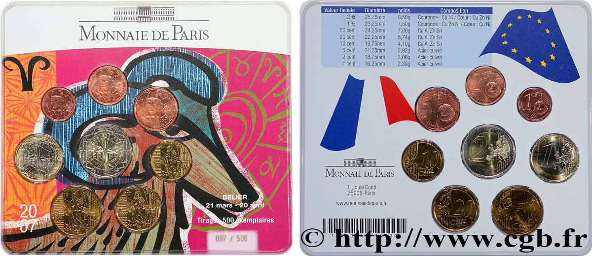 FRANCE SÉRIE Euro BRILLANT UNIVERSEL - Astrologie - Belier 2007 BU