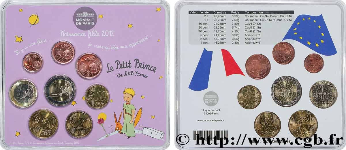 FRANCE SÉRIE Euro BRILLANT UNIVERSEL - Le Petit Prince (Naissance fille) 2012 BU