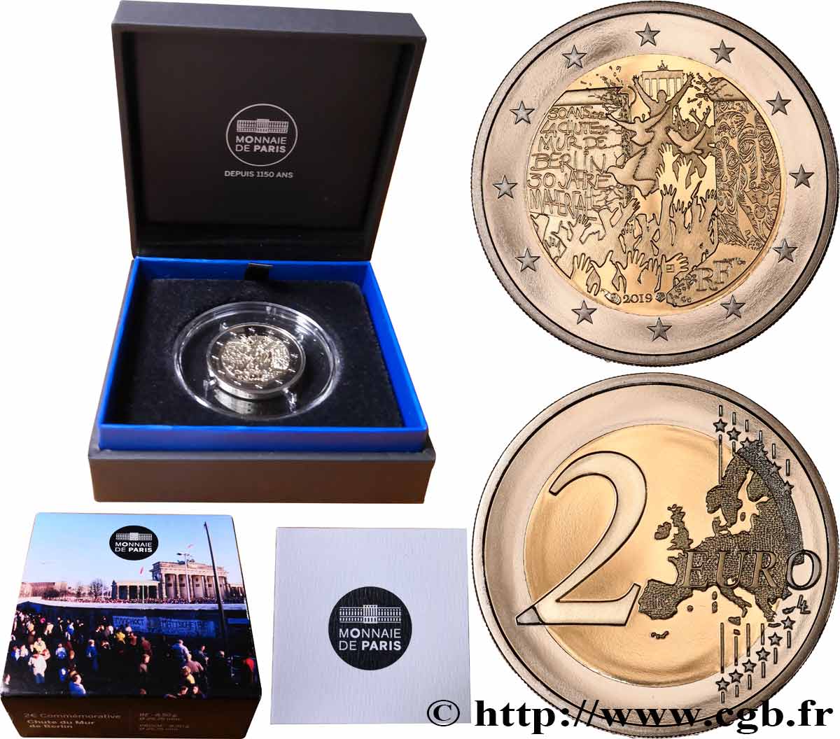 FRANCE Belle Epreuve 2 Euro CHUTE DU MUR DE BERLIN 2019 Proof set