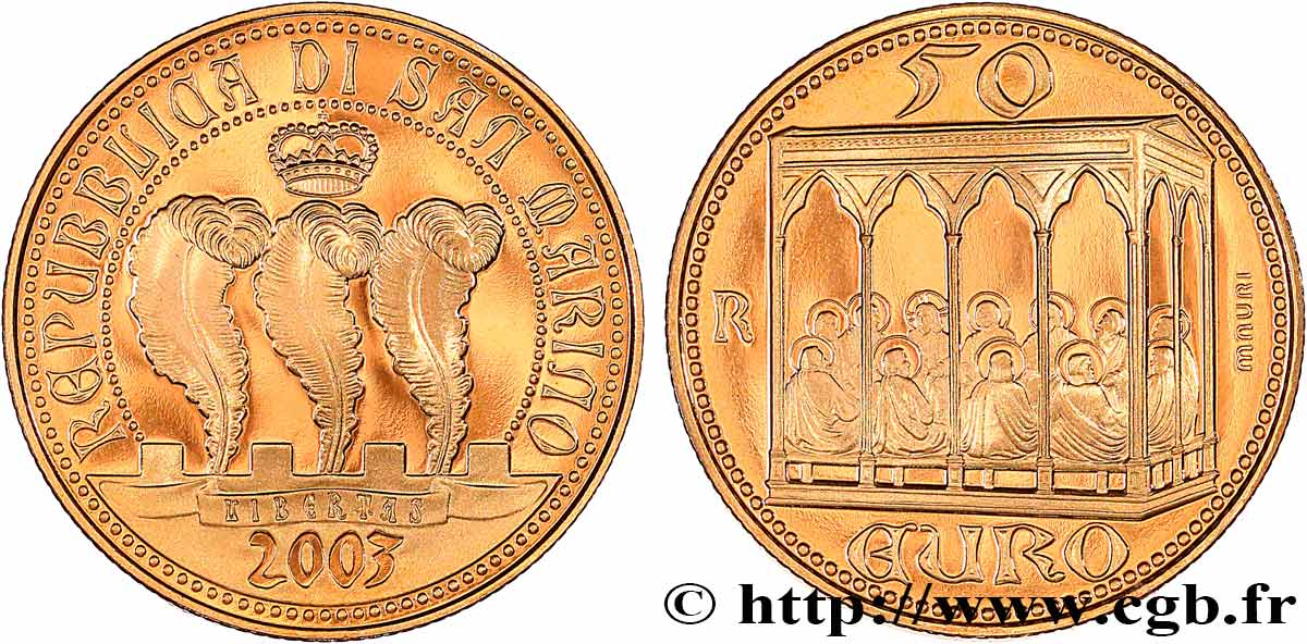 RÉPUBLIQUE DE SAINT- MARIN 50 Euro (or) - Christianisme 2003 BE