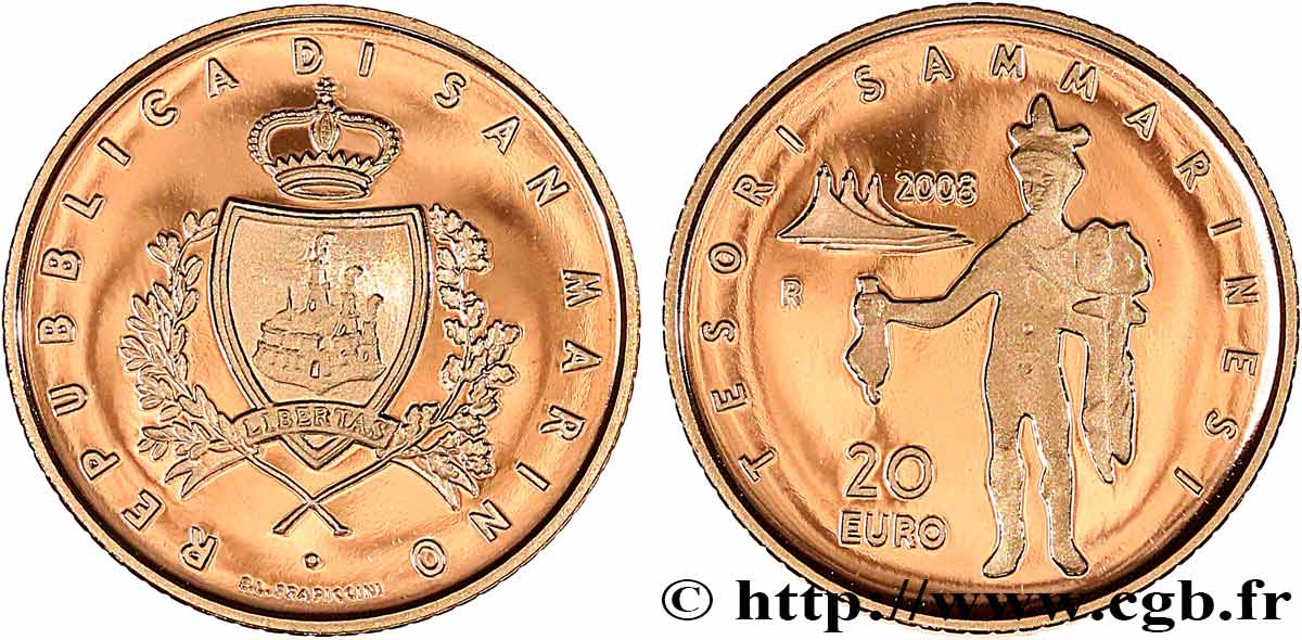 RÉPUBLIQUE DE SAINT- MARIN 20 Euro (or) - Trésors de Saint-Marin 2008 BE