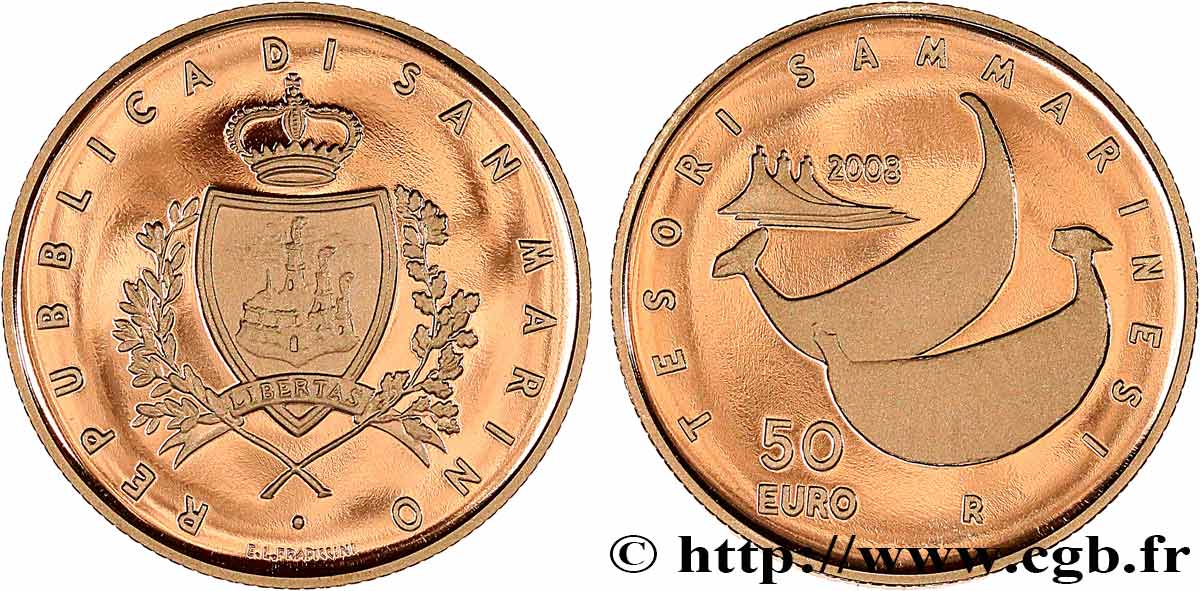 RÉPUBLIQUE DE SAINT- MARIN 50 Euro (or) - Trésors de Saint Marin 2008 BE