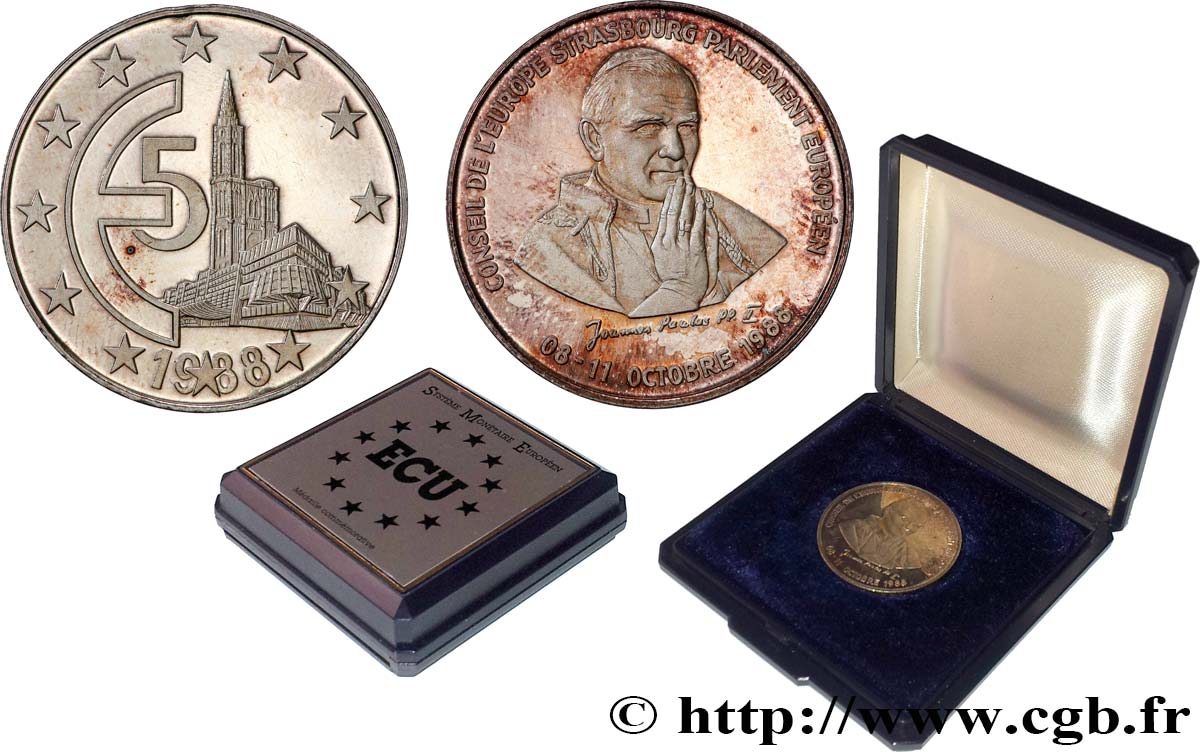 FRANKREICH 5 Euro Ecu Conseil de l’Europe de Strasbourg Parlement européen - Monnaie Médaille 1988