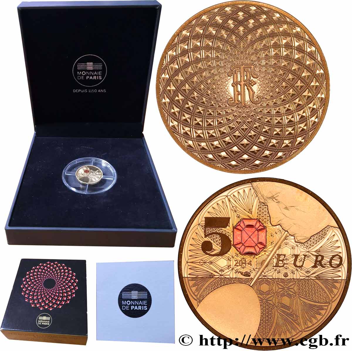 FRANCE Belle Épreuve 50 Euro EXCELLENCE À LA FRANÇAISE - BACCARAT 2014 BE