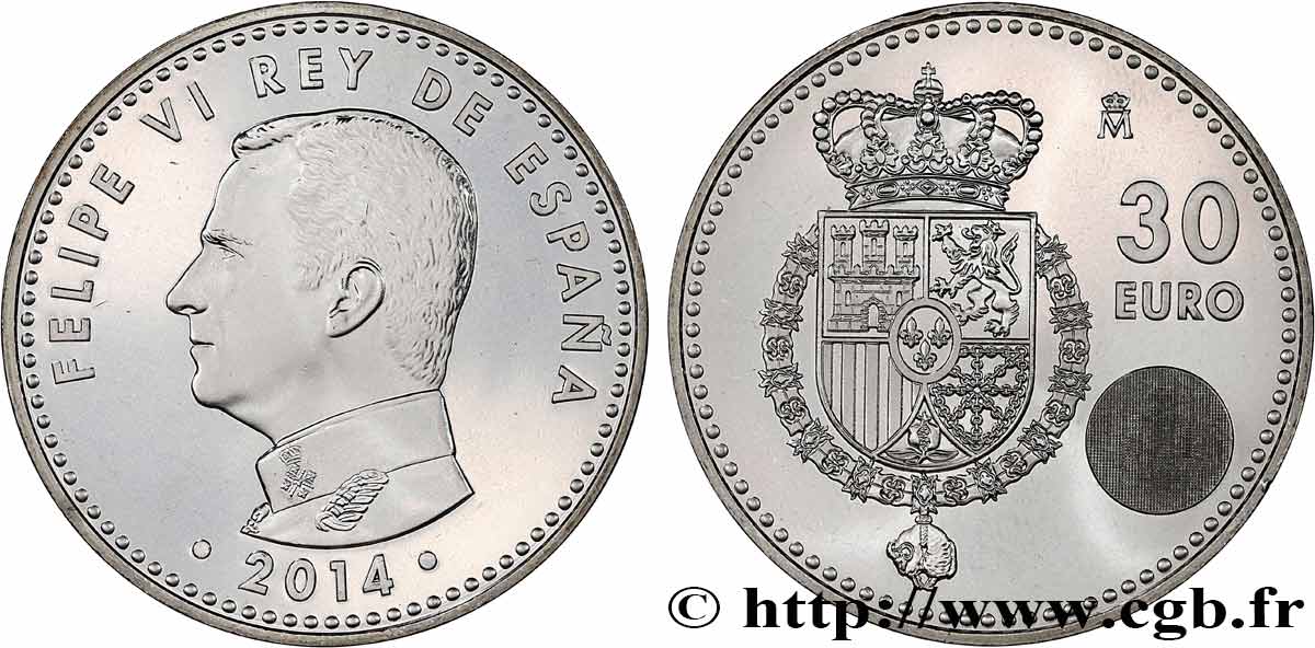 SPAIN 30 Euro PHILIPPE VI D’ESPAGNE (FELIPE) 2014 Brilliant Uncirculated