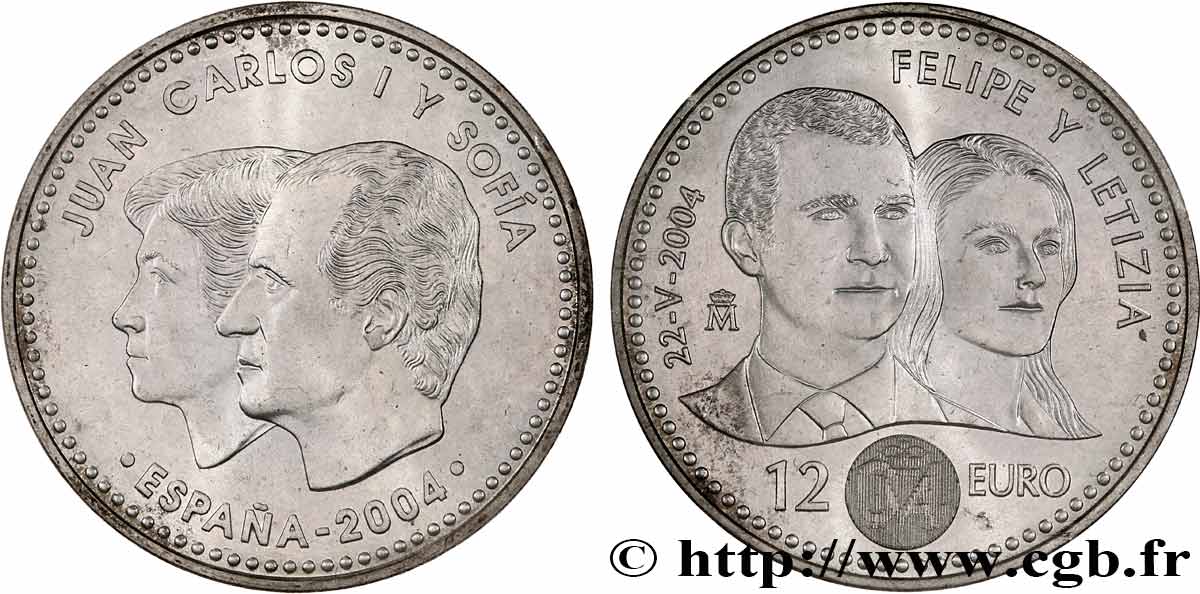 SPANIEN 12 Euro FELIPE ET LETIZIA 2004