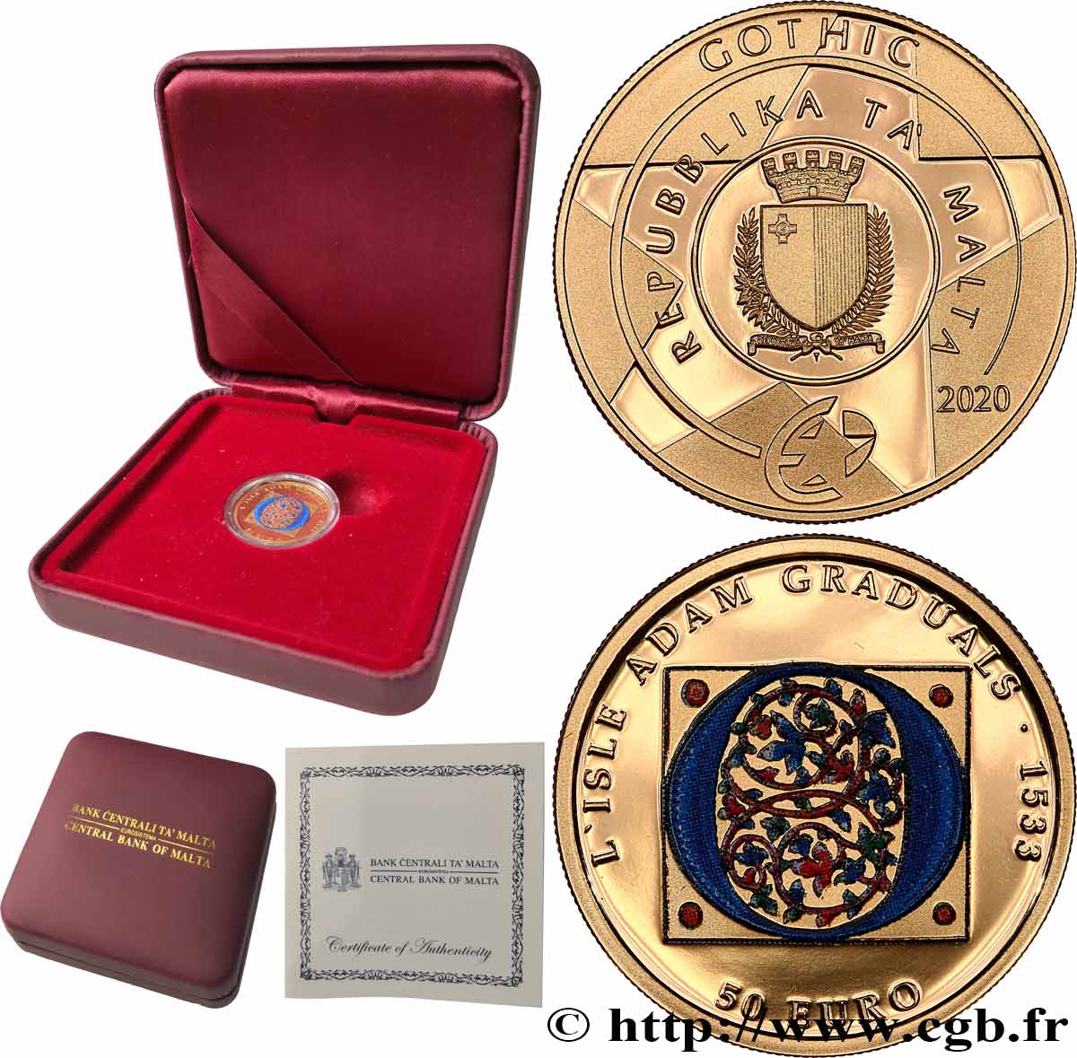 MALTA Belle Épreuve 50 Euro L’ISLE ADAM GRADUALS 2020 Proof set