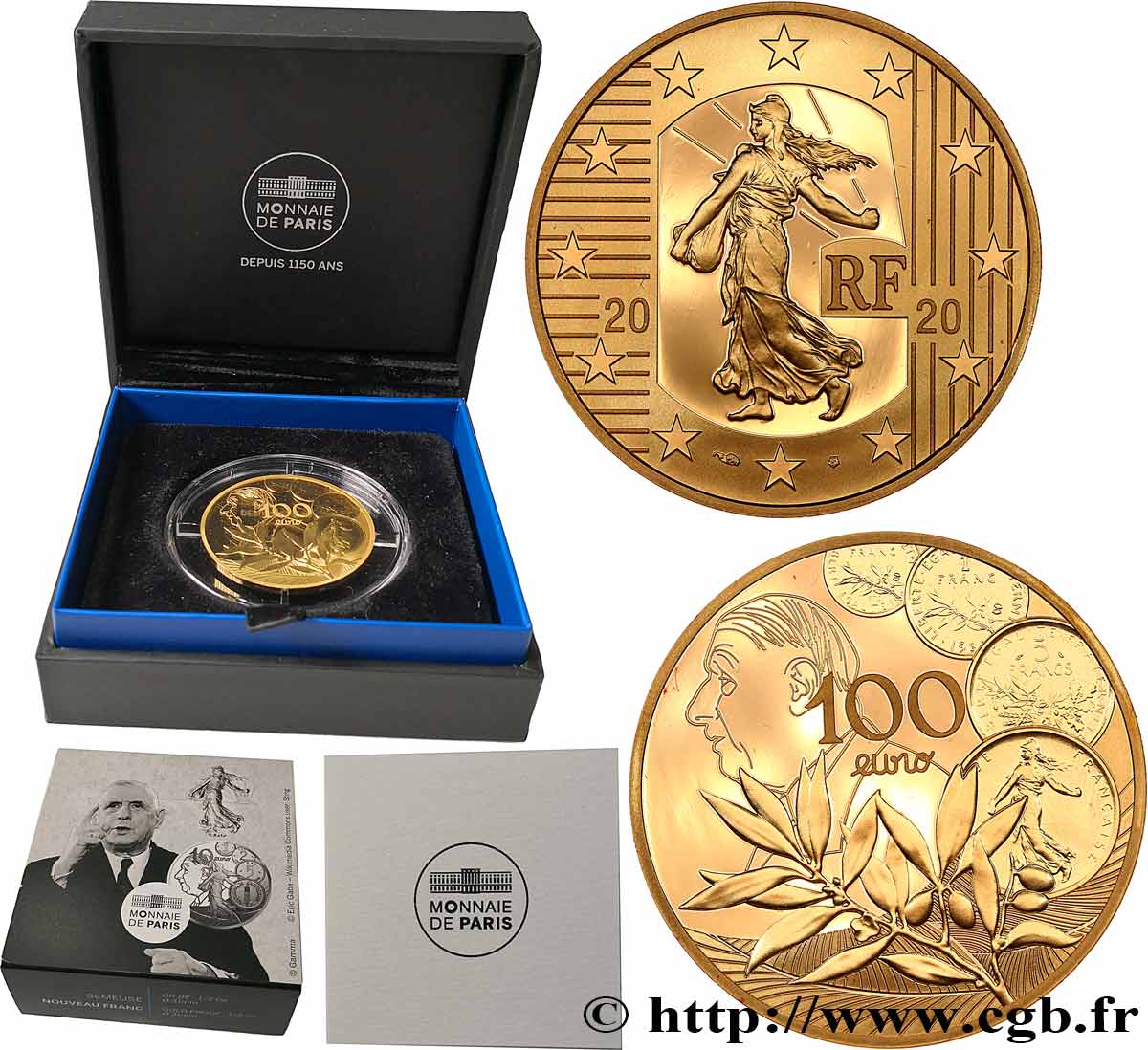 FRANCE Belle Épreuve 100 Euro LA SEMEUSE - LE NOUVEAU FRANC 2020 Proof set