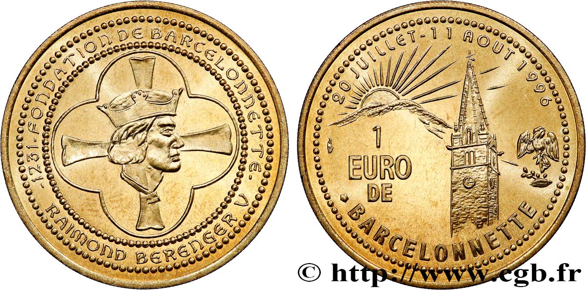 FRANKREICH 1 Euro de Barcelonnette (20 juillet - 11 août 1996) 1996