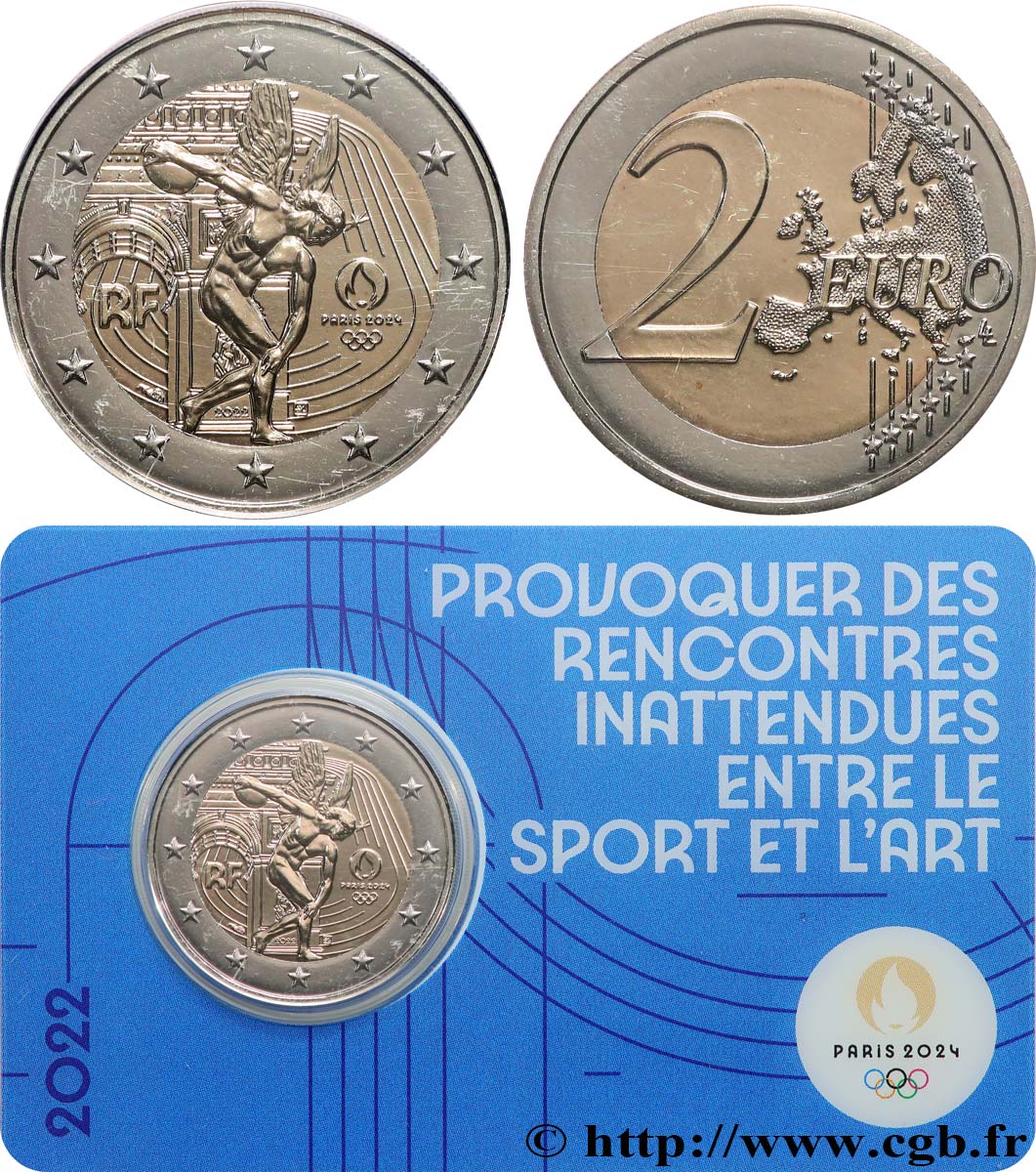 FRANCE Coin-Card 2 Euro LE GÉNIE JO PARIS 2024 - blister BLEU 2022 BU