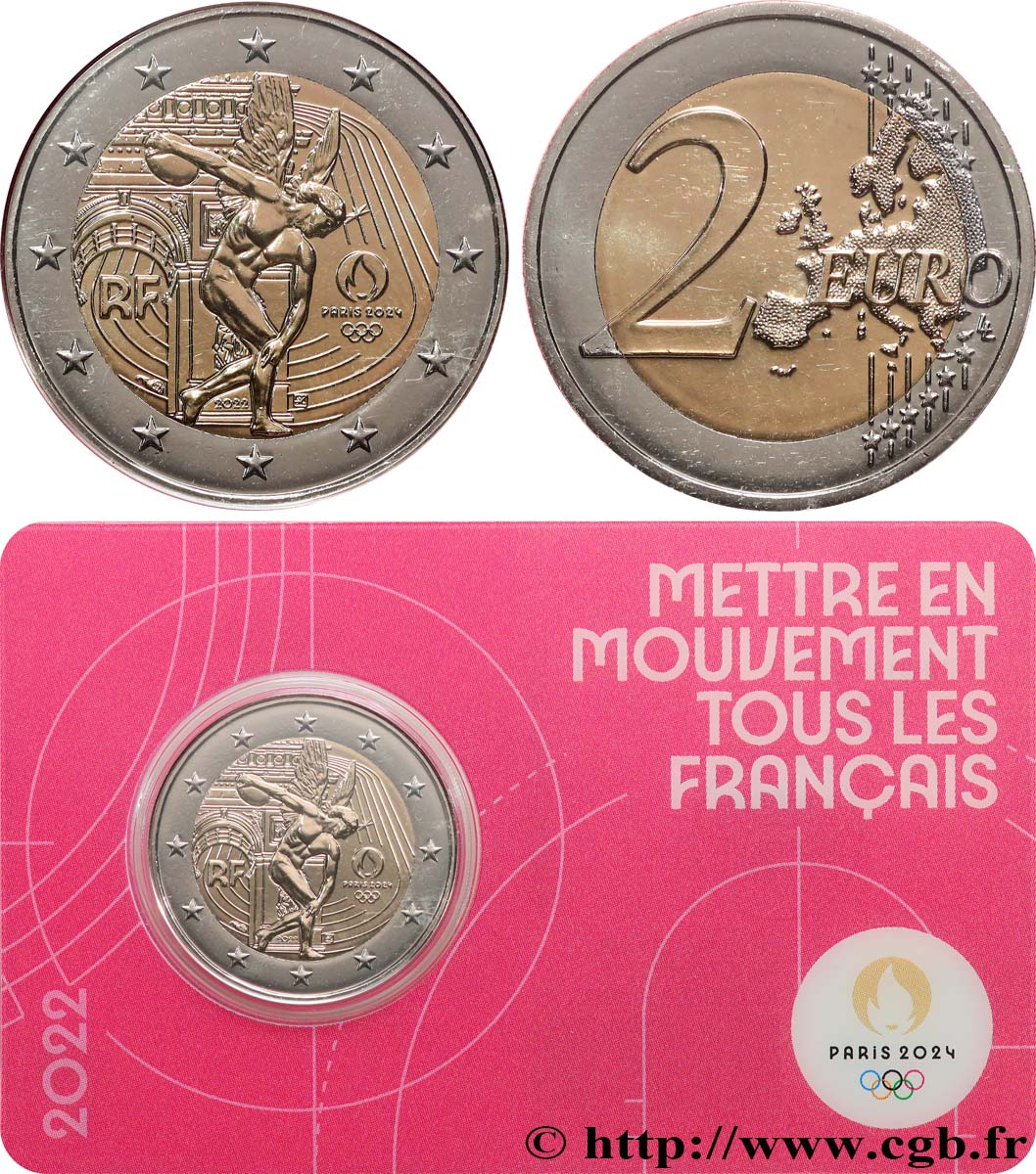 FRANCE Coin-Card 2 Euro LE GÉNIE JO PARIS 2024 - blister ROUGE 2022 BU