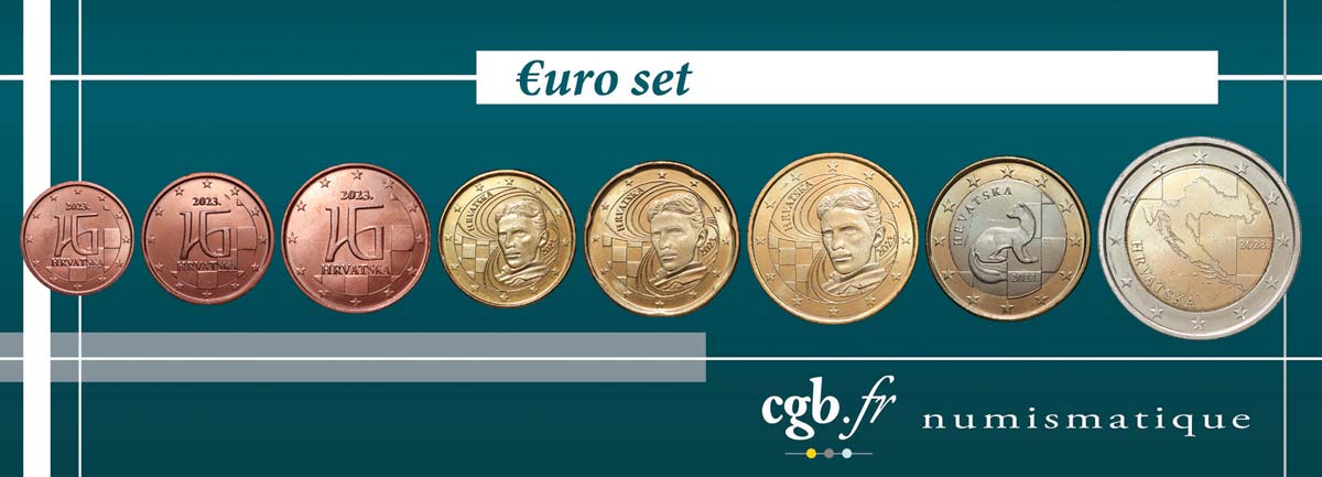 CROATIE LOT DE 8 PIÈCES EURO (1 Cent - 2 Euro) 2023 SPL
