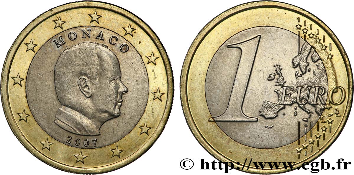MONACO 1 Euro PRINCE ALBERT II - Sans différents 2007 AU