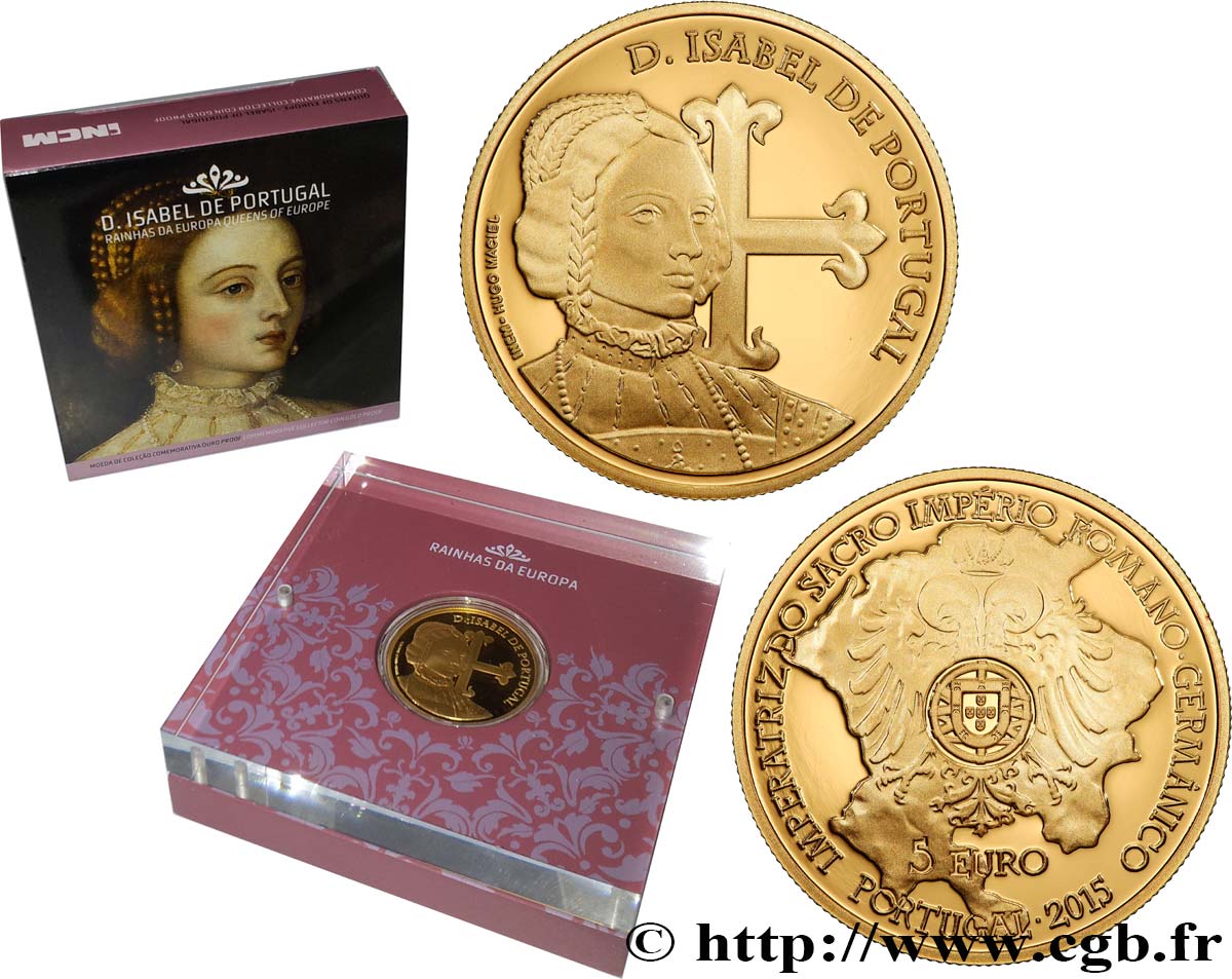 PORTUGAL 5 Euro Proof Isabelle de Portugal 2015 FDC