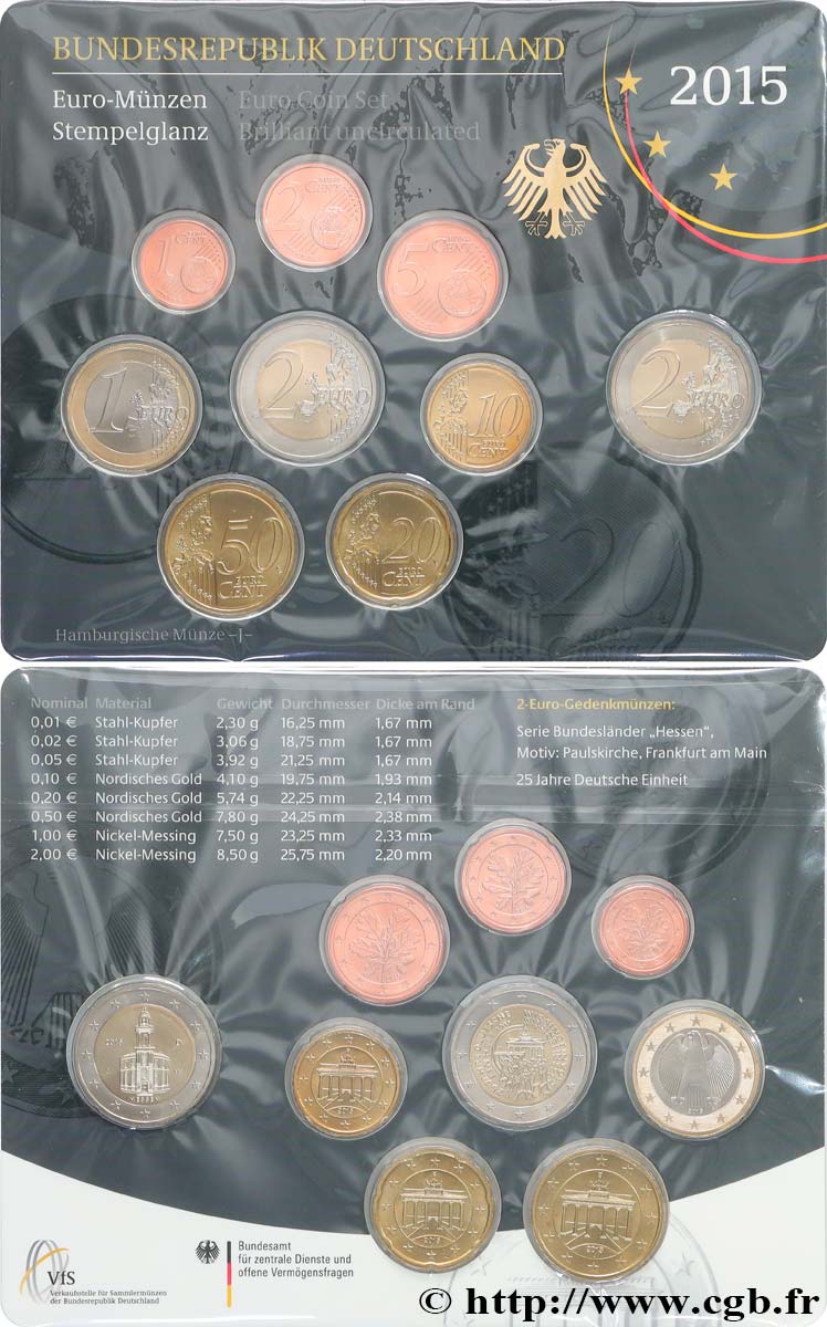 ALLEMAGNE SÉRIE Euro FLEUR de COIN  2015 BU