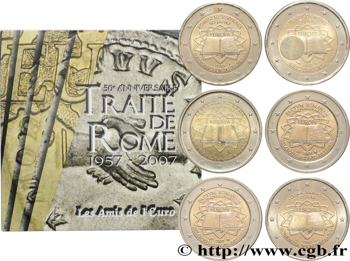 EUROPEAN CENTRAL BANK Lot 5 x 2 Euro CINQUANTENAIRE DU TRAITÉ DE ROME 2007  feu_841215 欧元硬币